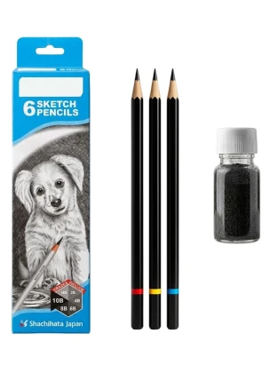 Artline Drawing Pencil, Black Charcoal Pencil and Black Charcoal Powder