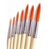 Round Long Handle Golden Synthetic Hair Taklon Paint Brush-7 Pcs for Oil, Nail, Artist Acrylic Painting