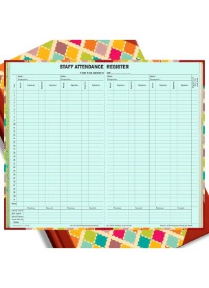 Staff Attendence Register | 50 Sheets | 100 Pages | Hard Bound