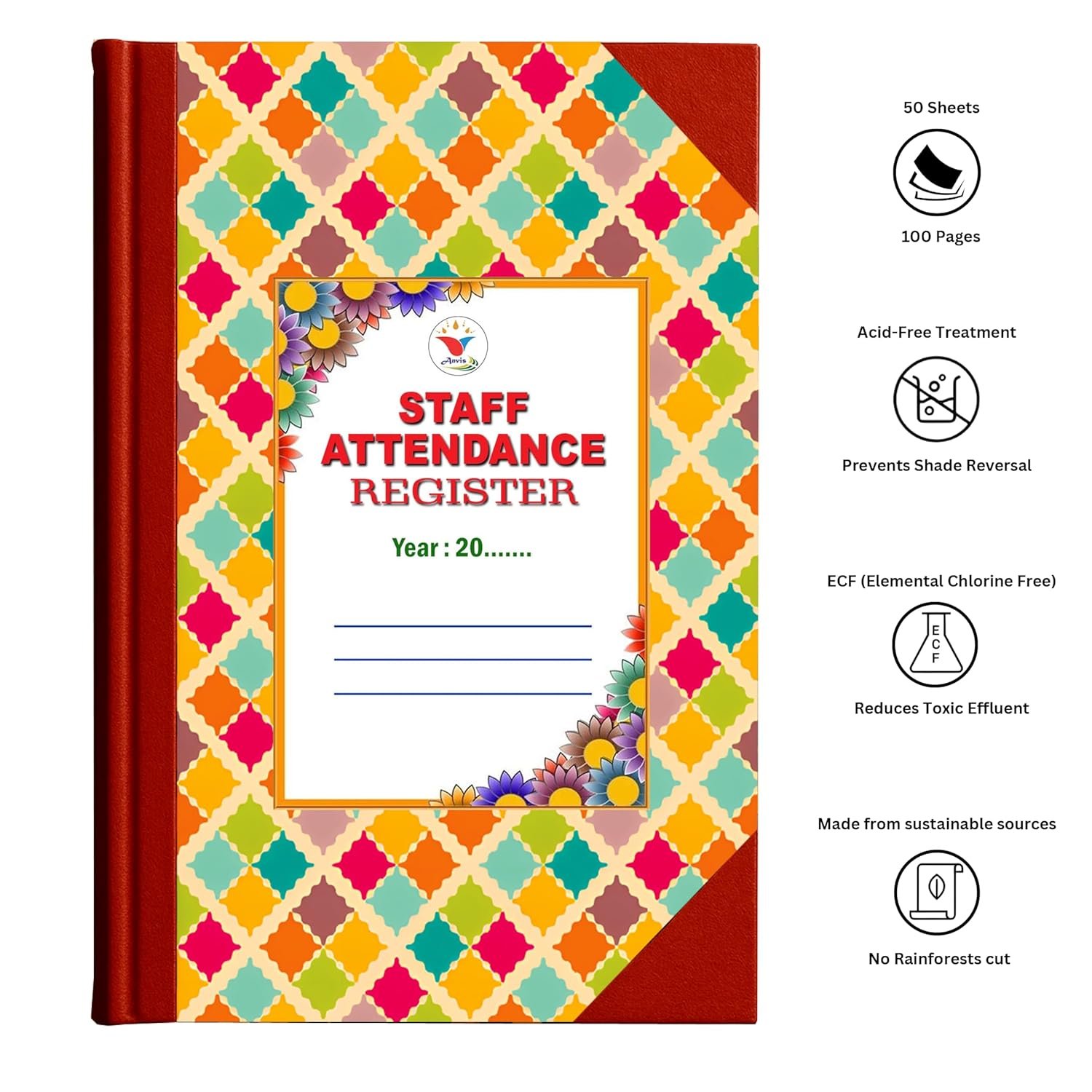 Staff Attendence Register 50 Sheet 100 Pages (2) Staff Attendence Register | 50 Sheets | 100 Pages | Hard Bound