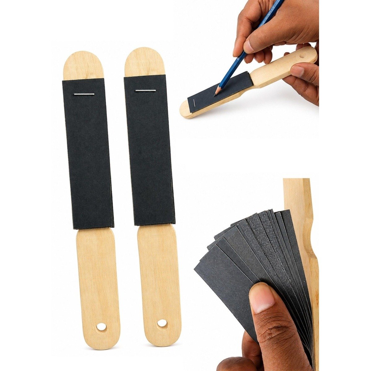 Anvis Sand Paper Sharpener- 2 Pcs for Pencil drawing, pastels, charcoal sticks, crayons, tortillions & Paper blending stumps