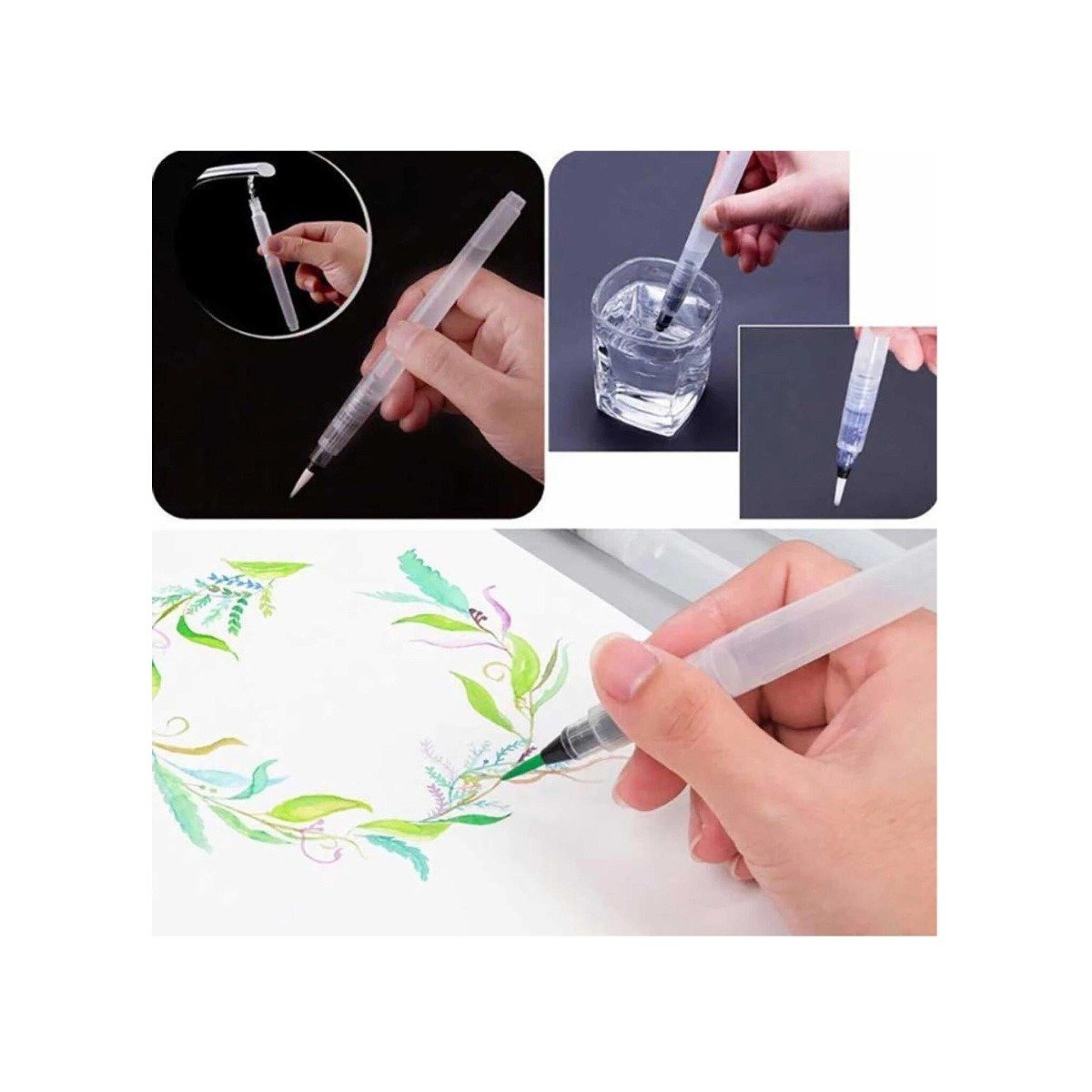 Water Brush Pen for Watercolor Calligraphy Drawing Tool Marker (6 Pcs Brush Set)
