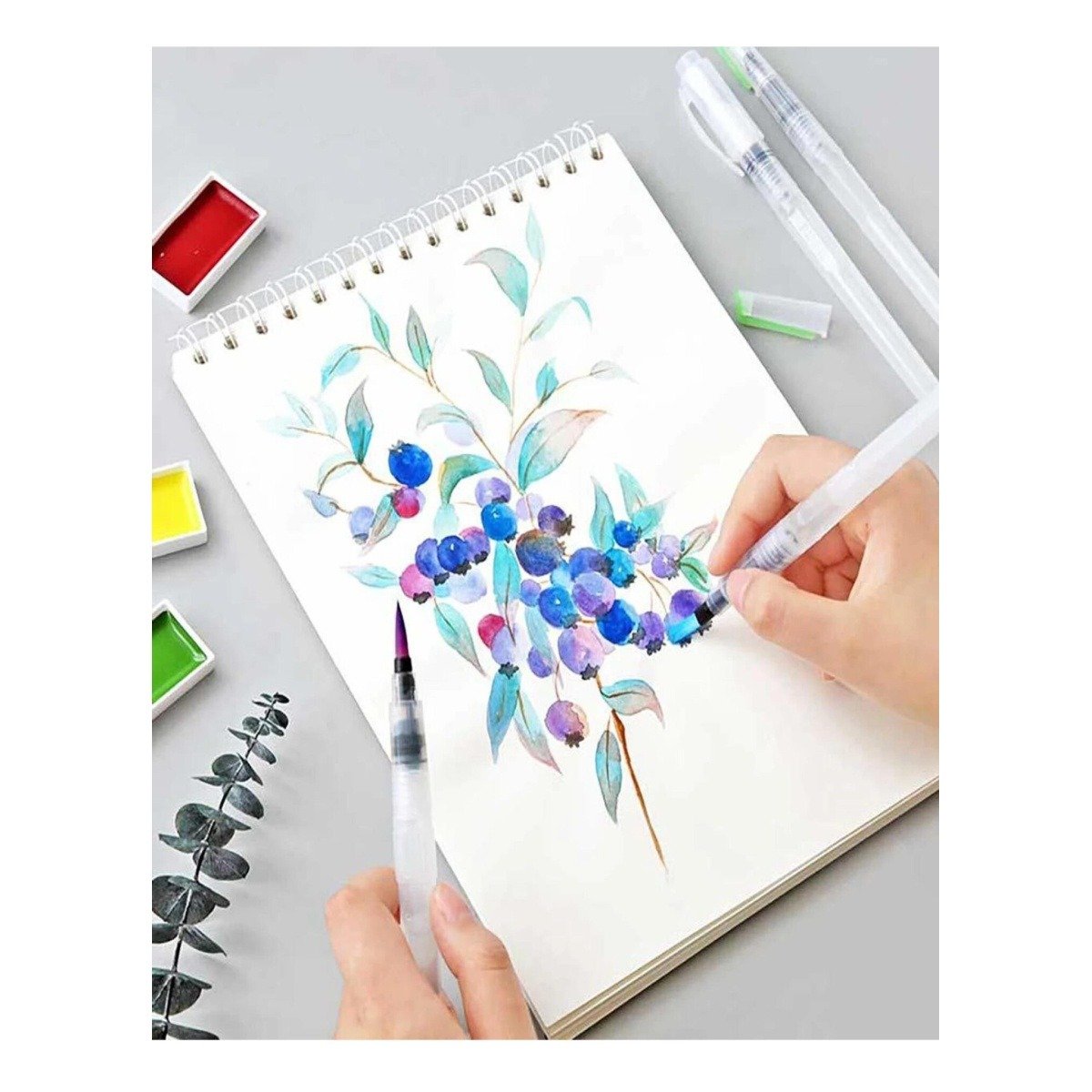 Water Brush Pen for Watercolor Calligraphy Drawing Tool Marker (6 Pcs Brush Set)
