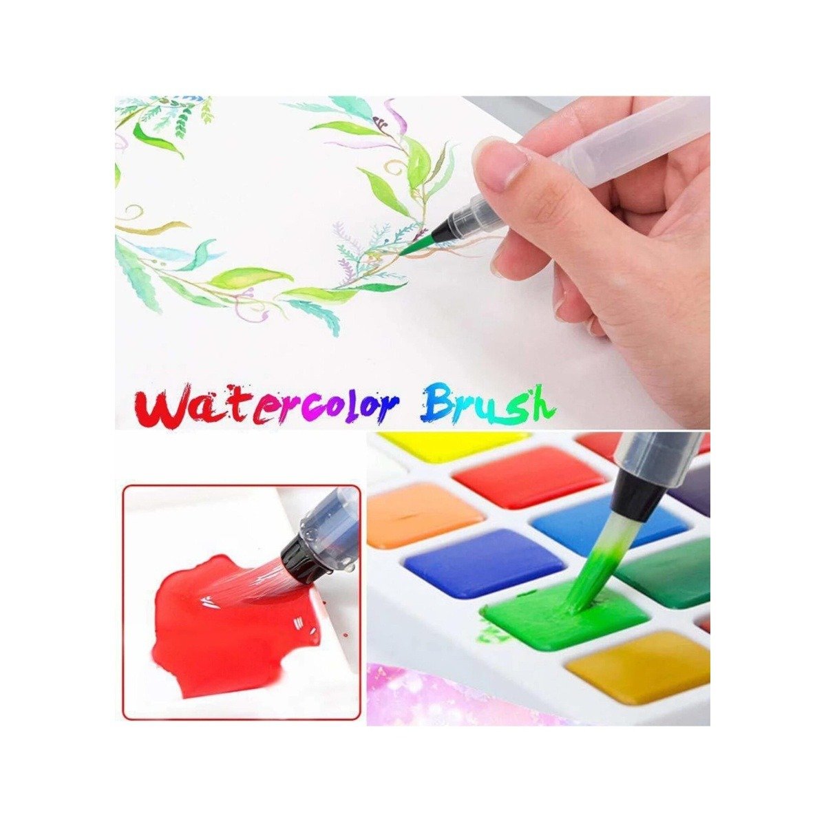 Water Brush Pen for Watercolor Calligraphy Drawing Tool Marker (6 Pcs Brush Set)
