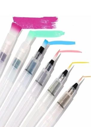 Water Brush Pen for Watercolor Calligraphy Drawing Tool Marker (6 Pcs Brush Set)