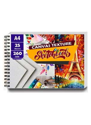 Anvis Canvas Drawing SketchBook with Wiro Binding | 21.0 cm x 29.7 cm | 25 Sheets