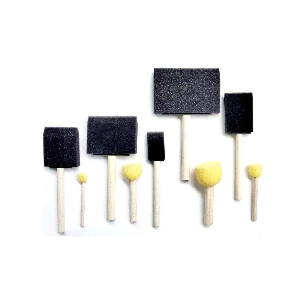 Black and Yellow Dabber Sponge Paint Brush Set with Wooden Handle