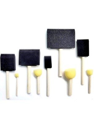 Black and Yellow Dabber Sponge Paint Brush Set with Wooden Handle
