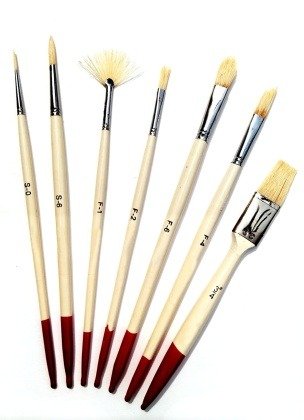 HOG Hair Brush Set 7 Pcs for Oil Painting, Acrylic Painting, Modern Art, Banner Painting, Fabric Painting | Artist Quality | Paint Brush Set