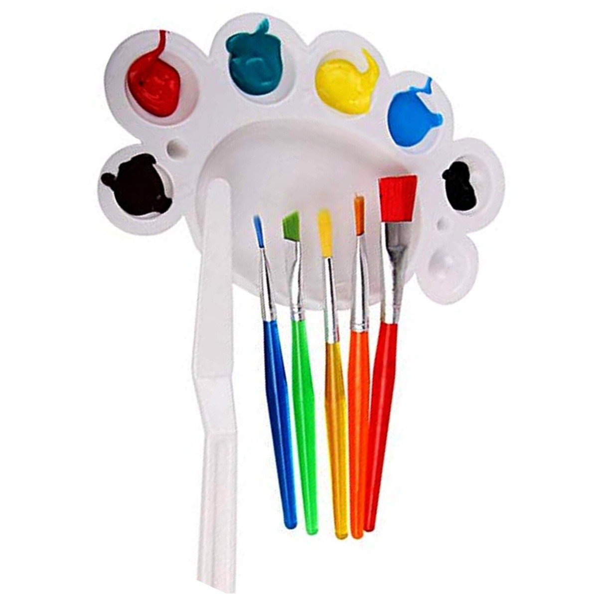 Kids Painting Brush Set-5 Pcs Nylon Bristles Brush, 1 Palette Knife, 1 Palette