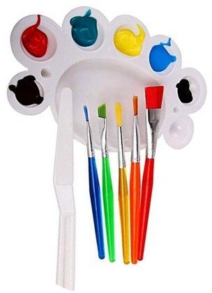 Kids Painting Brush Set-5 Pcs Nylon Bristles Brush, 1 Palette Knife, 1 Palette