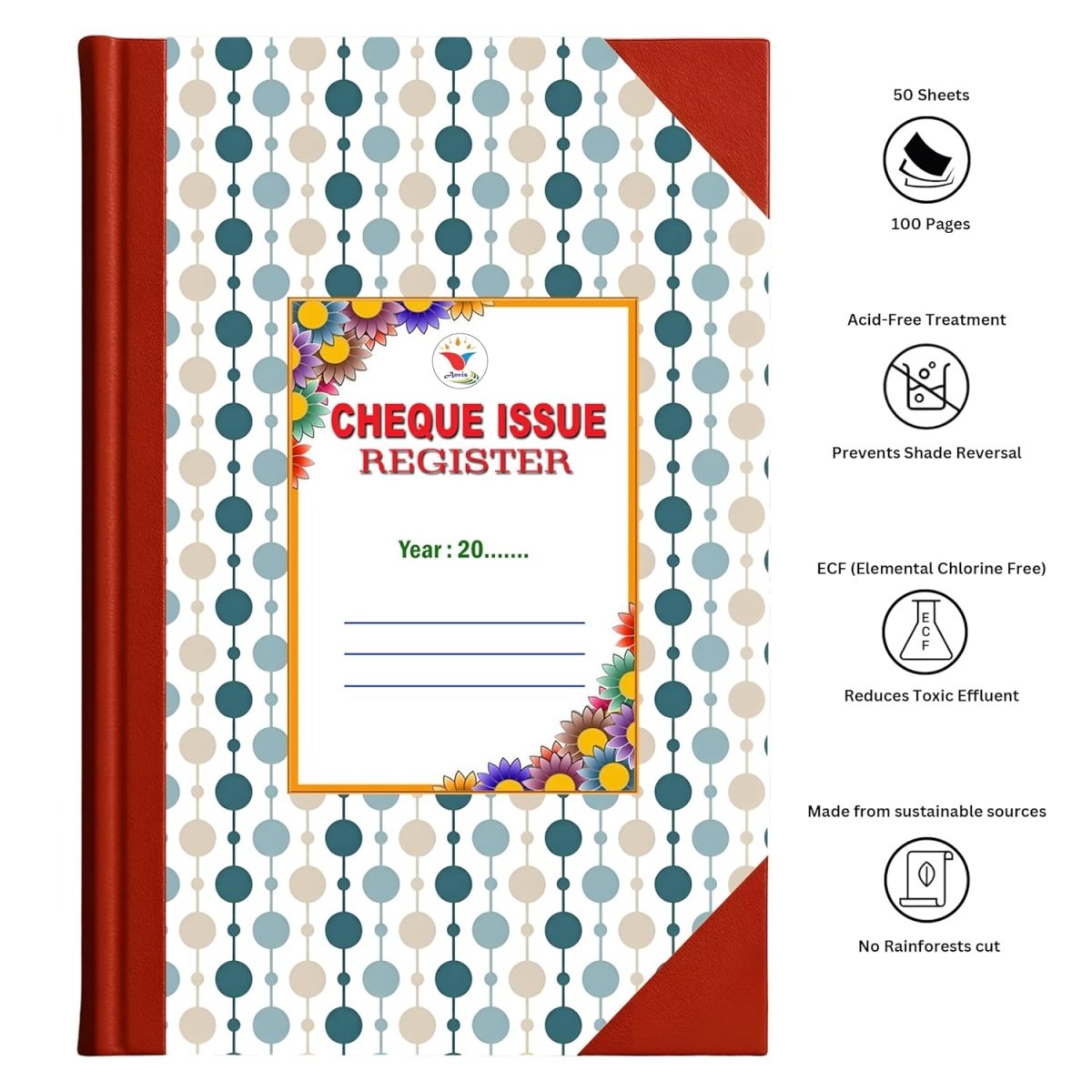 Cheque Issue Register | 50 Sheets | 100 Pages | Hard Bound