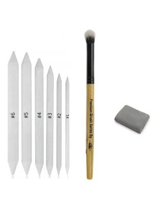 Anvis White Paper Stump Blender | Smudger Brush | Kneadable Eraser for drawing