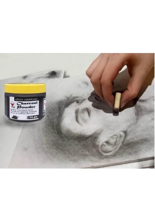 Artist Black Charcoal Powder with Blending Brush sketching, Drawing