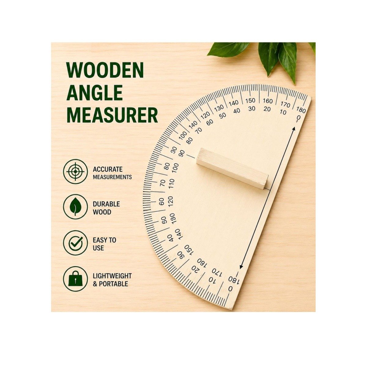 Anvis Teachers Big Wooden Protractor