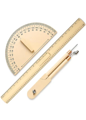 Wooden Compass | Protractor | 18 in Ruler for Teachers Drawing on Blackboard in Schools, Classes, and Any Teaching Purpose