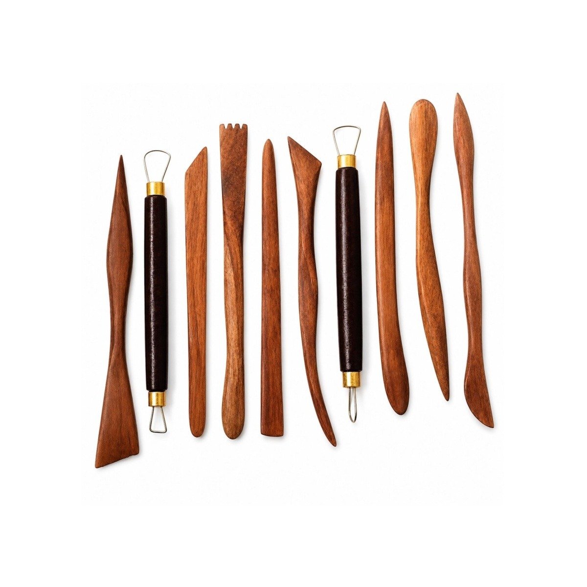 Anvis Wooden Clay Modelling Tools 10 Pcs for Sculpting, Crafting, Modelling, and Pottery Art Clay Claytool