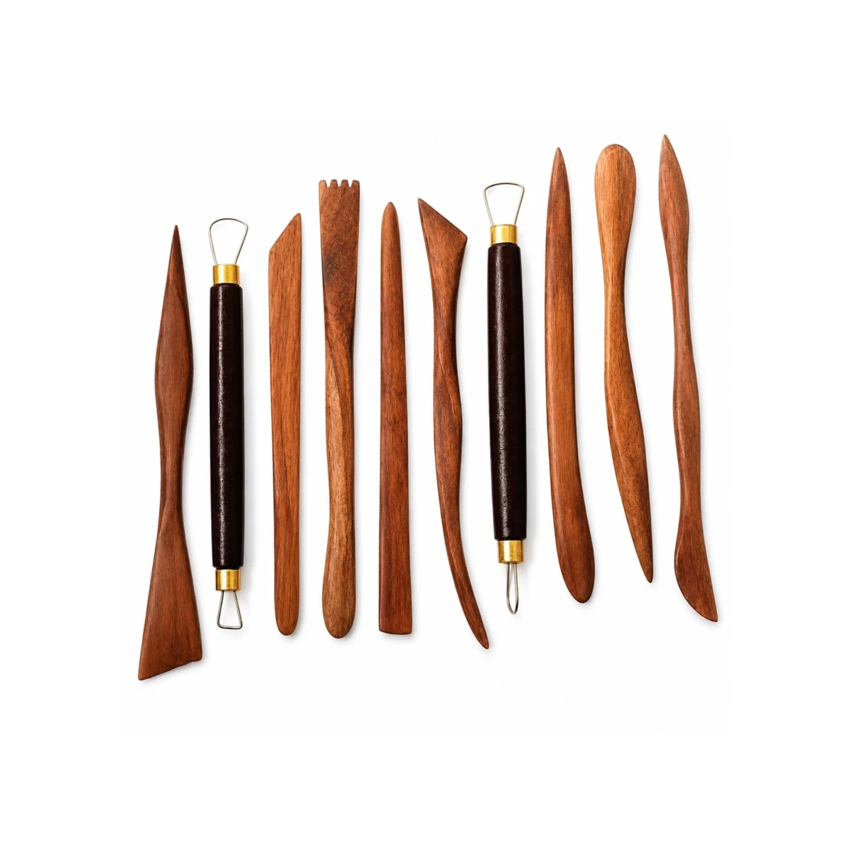 Anvis Wooden Clay Modelling Tools 10 Pcs for Sculpting, Crafting, Modelling, and Pottery Art Clay Claytool