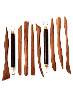 Anvis Wooden Clay Modelling Tools 10 Pcs for Sculpting, Crafting, Modelling, and Pottery Art Clay Claytool