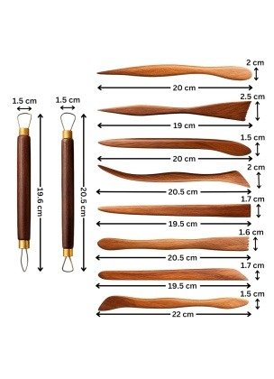 Anvis Wooden Clay Modelling Tools 10 Pcs for Sculpting, Crafting, Modelling, and Pottery Art Clay Claytool