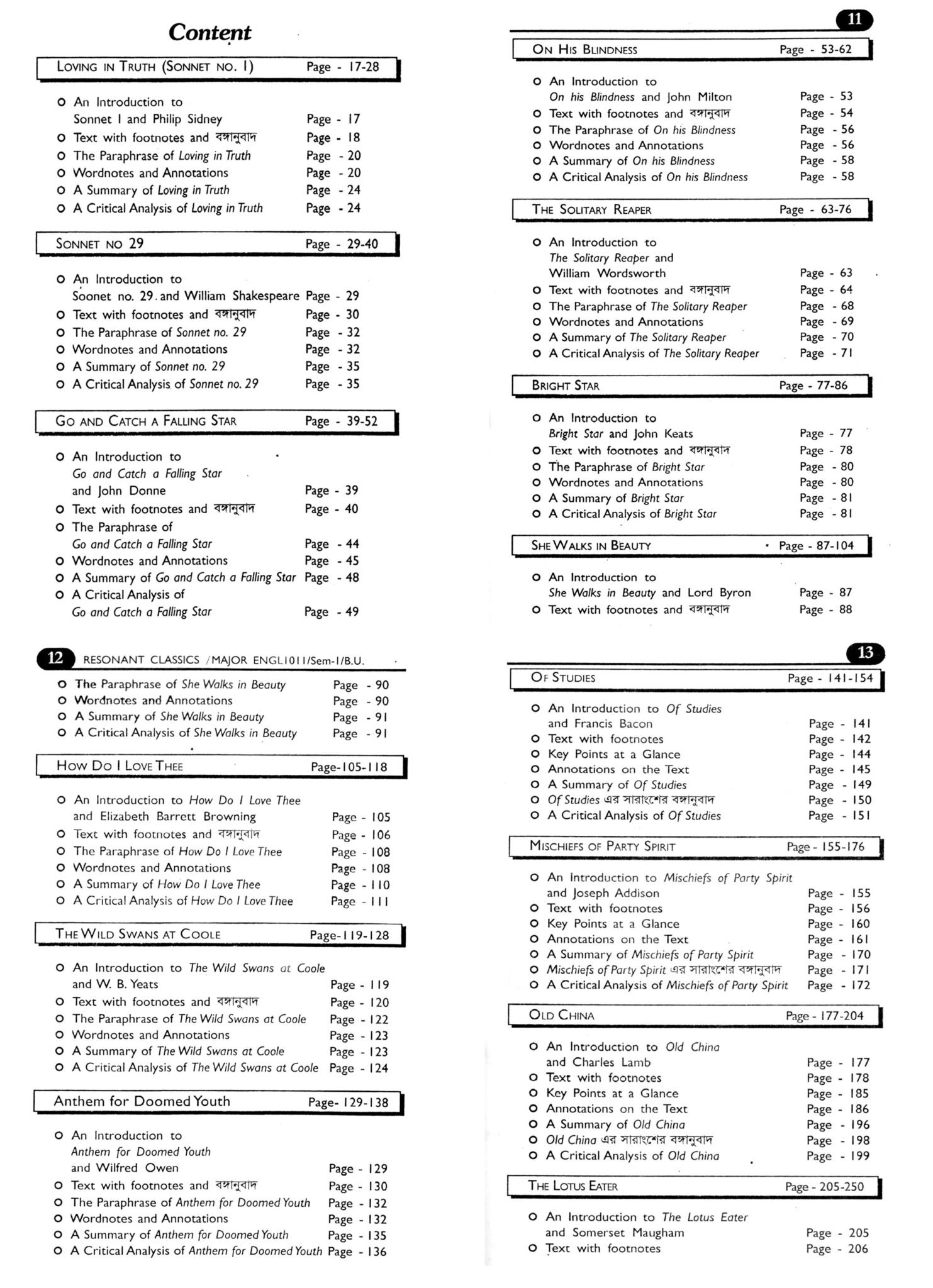 RESONANT CLASSICS Major Course (ENGL1011) Semester-1 Complete Text with Critical Analysis for Burdwan University RESONANT CLASSICS Major Course (ENGL1011) Semester-1 Complete Text with Critical Analysis for Burdwan University