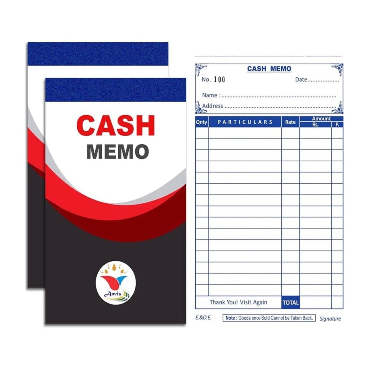Anvis Premium Cash Memo Bill Book 100 Original +100 Duplicate (Pack of 2)