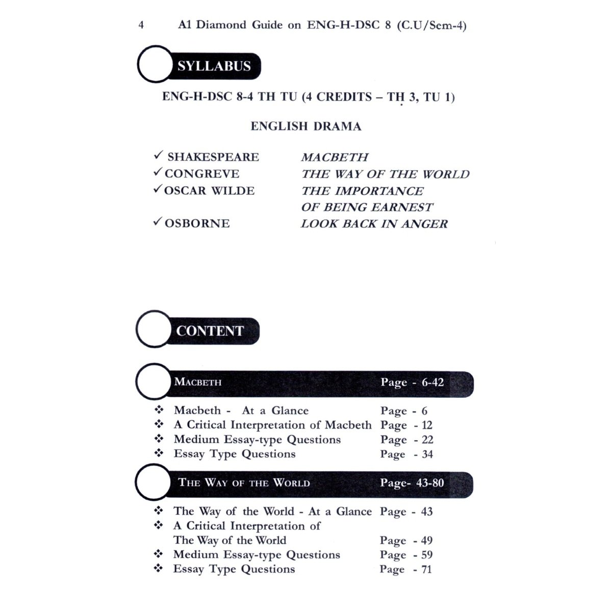 A One Diamond Guide English Drama Semester-4, University of Calcutta By Swarno Mukherjee, N. Dinda