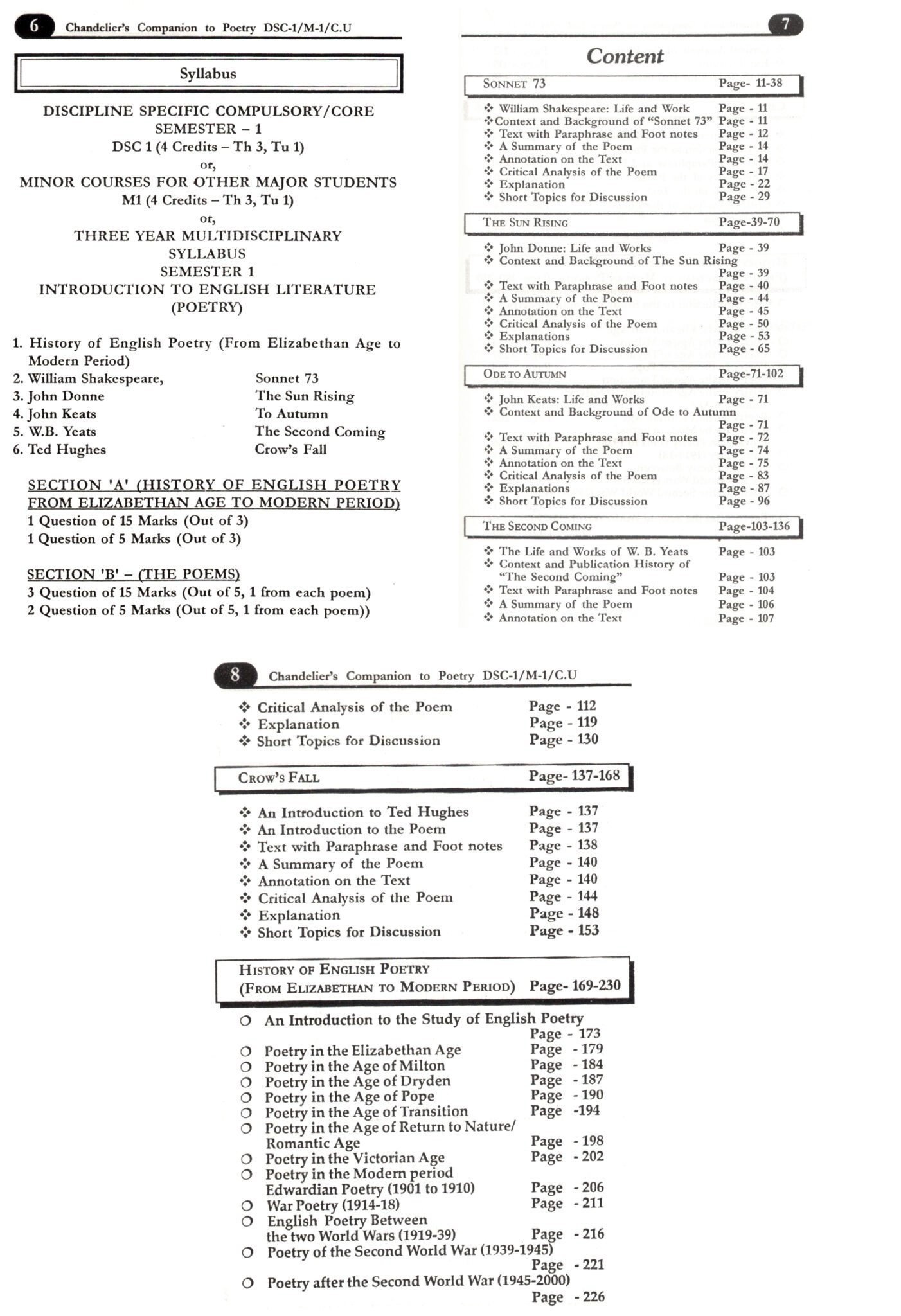 English Literature Poetry (DSC-1/M-1) Vol-1, Semester-1 Complete Text with Critical Analysis for Calcutta University By Biplab Banerjee English Literature Poetry (DSC-1/M-1) Vol-1, Semester-1 Complete Text with Critical Analysis for Calcutta University By Biplab Banerjee