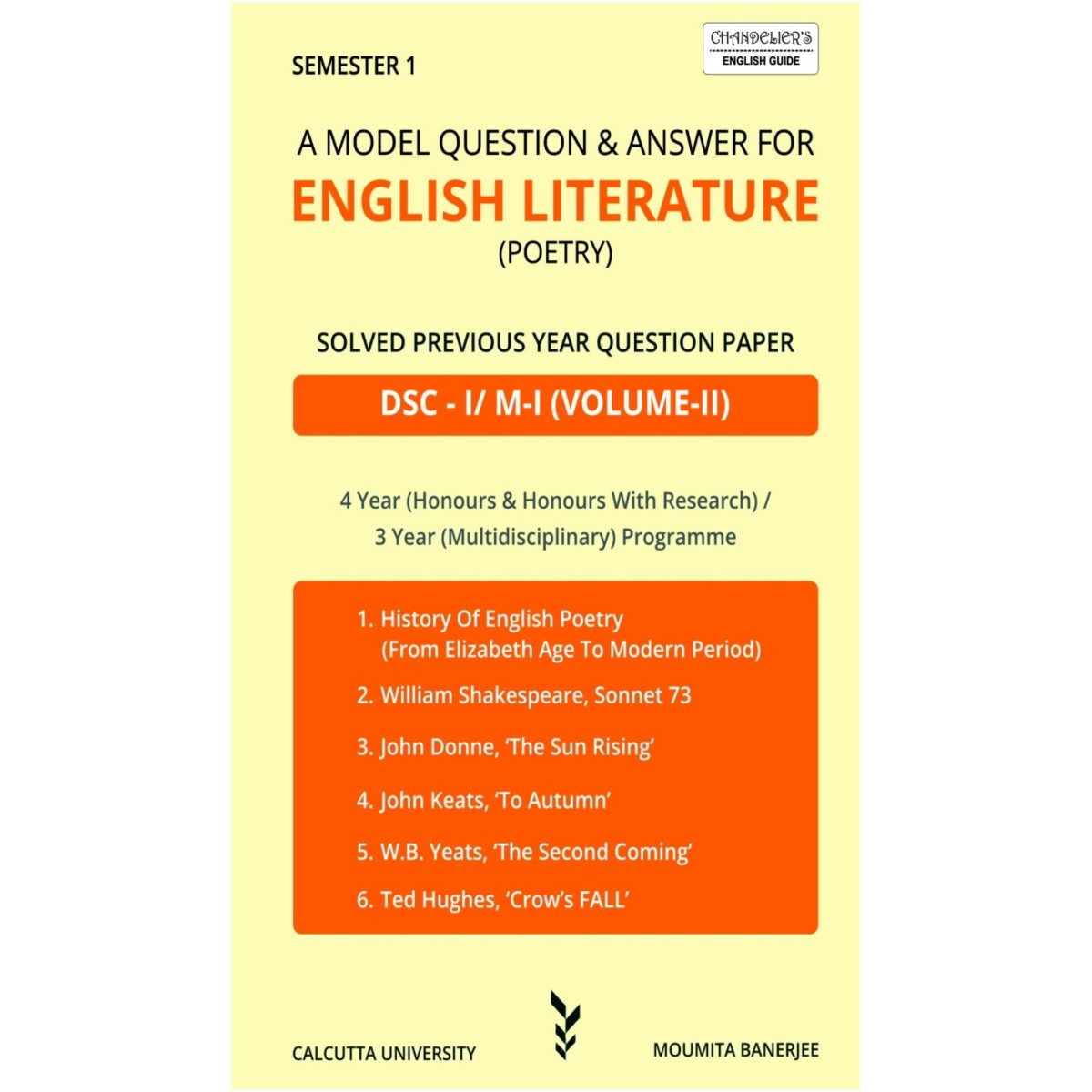 English Literature Poetry Guide, Model Question and Answer, DSC-1/M-1 Vol-2, Semester-1 for Calcutta University By Moumita Banerjee