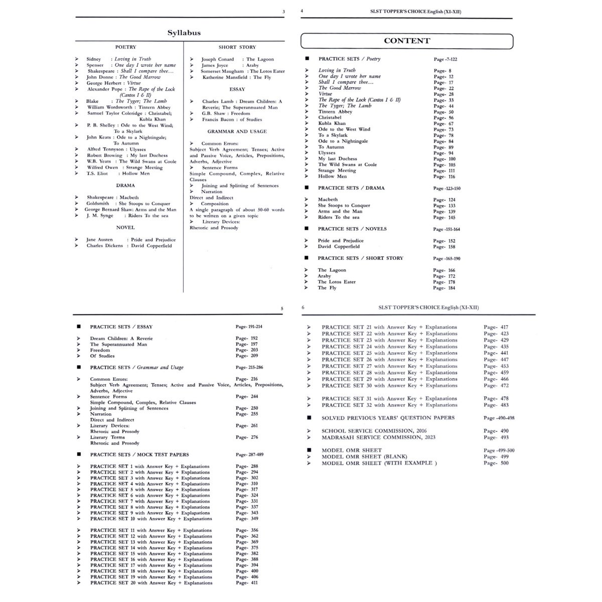 SLST Topper's Choice English XI-XII Practice Book, Complete SSC/MSC Exam Guide with 30 Practice Sets, 10000 MCQs and OMR Sheets