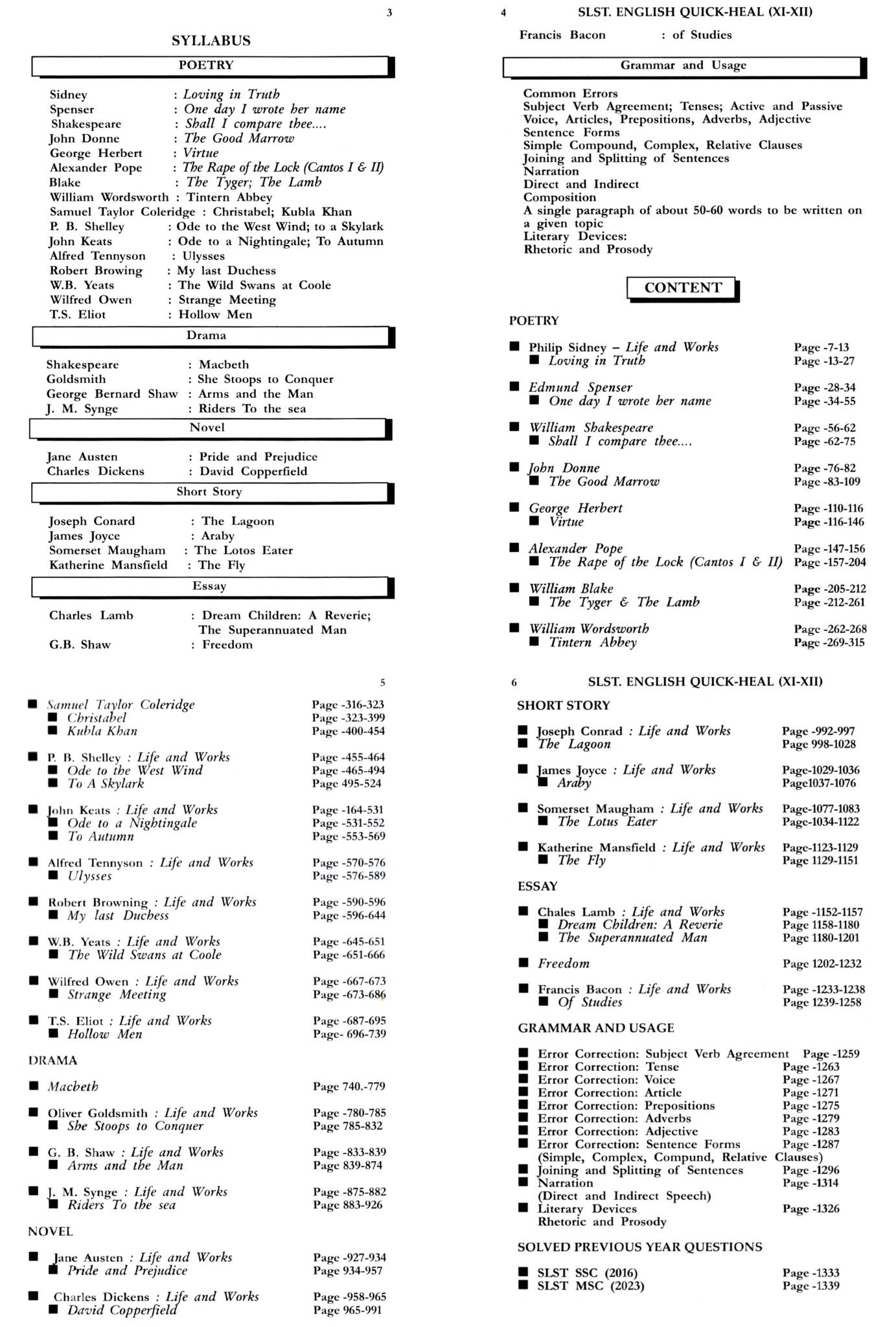 SLST English Quick Heal XI-XII SLST English Quick Heal XI-XII