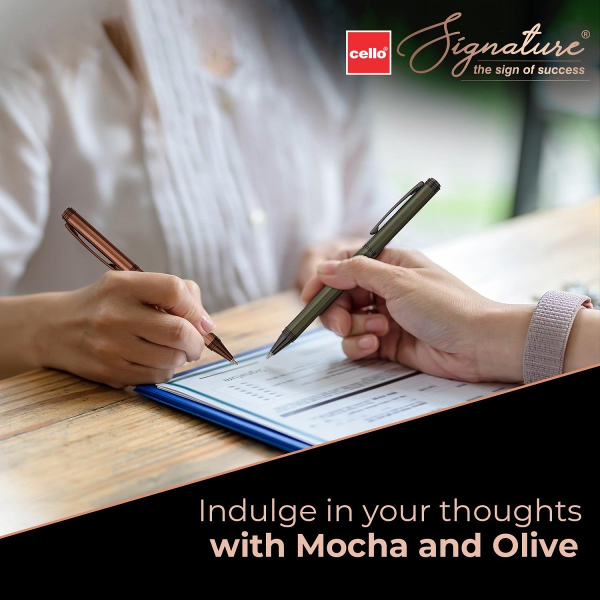 Cello Signature Terra Ball Pen | Blue Ink | 1 Ball Pen | Trendy Exclusive Dark Olive Green Body Color | Premium Metal Pens for Office Use | Stylish Gifts