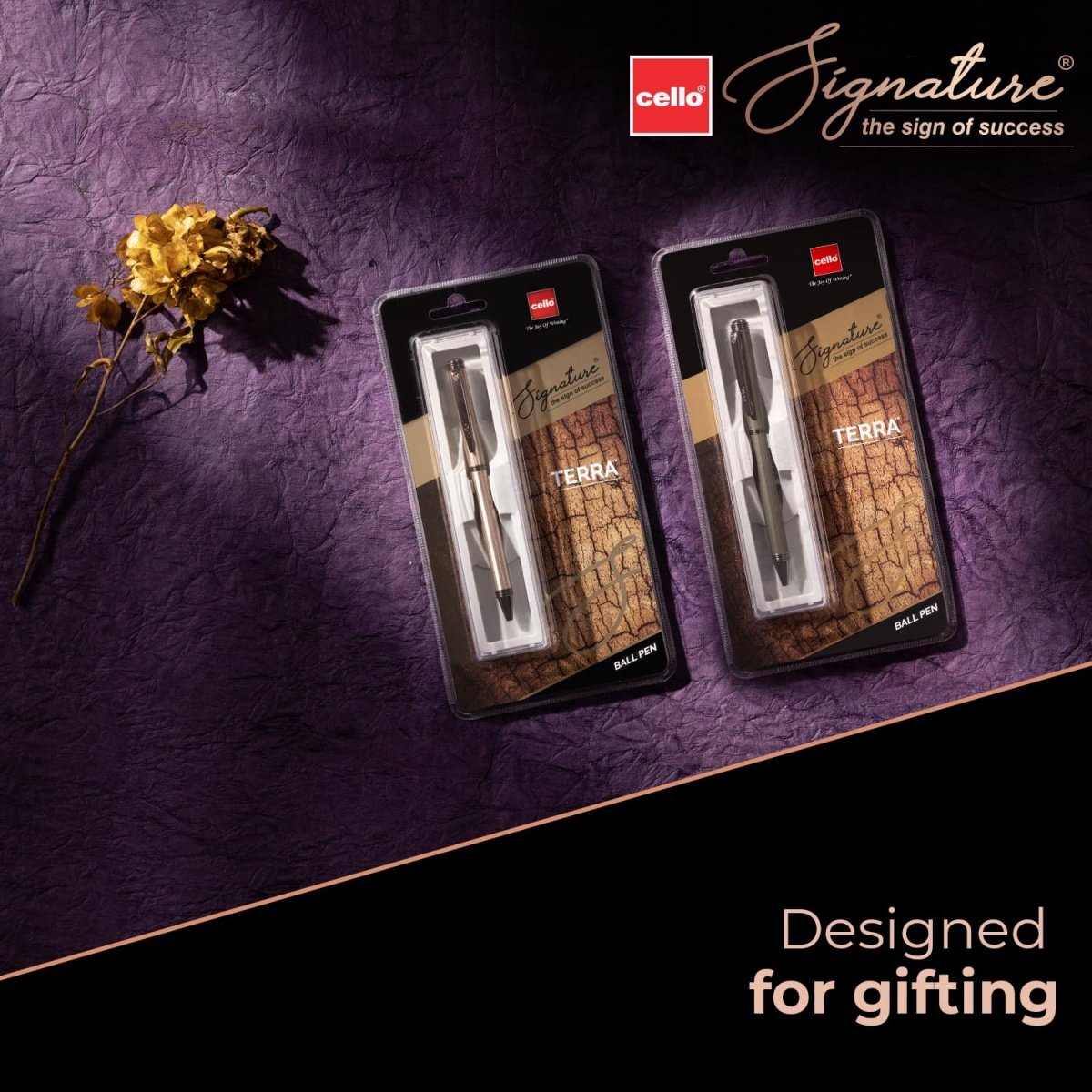 Cello Signature Terra Ball Pen | Blue Ink | 1 Ball Pen | Trendy Exclusive Dark Olive Green Body Color | Premium Metal Pens for Office Use | Stylish Gifts