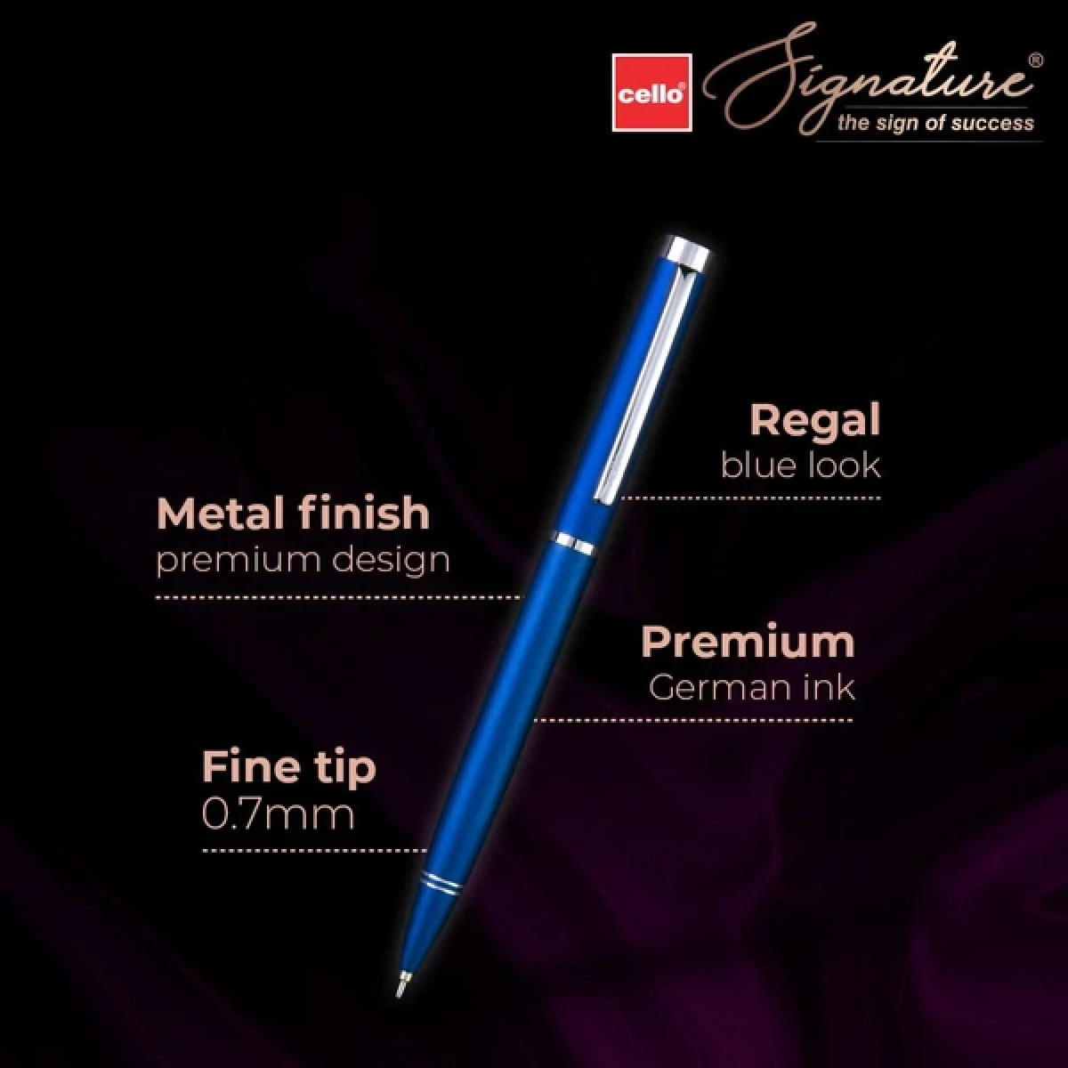 Cello Signature Indulge Ball Pen | Blue Ink | Twist Mechanism | Premium Metal Pen for Office Use | Stylish Gifts for Brother | Rakhi Set|Rakshabandhan Gifting