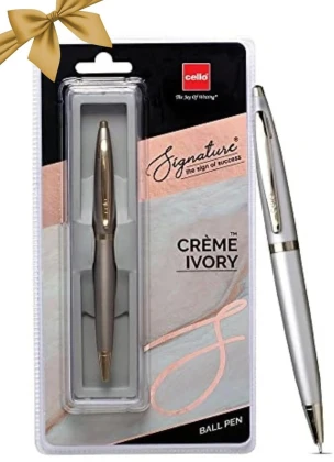 Cello Signature Crème Ivory Slim Ball Pen | Blue Ink