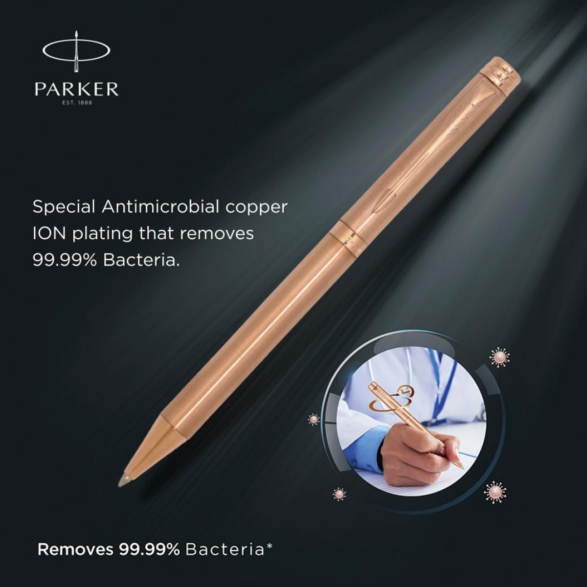 Parker Folio Antimicrobial Ball Pen| Ink Color -Blue | Perfect For Professional Use | Elite Pen For Gifting