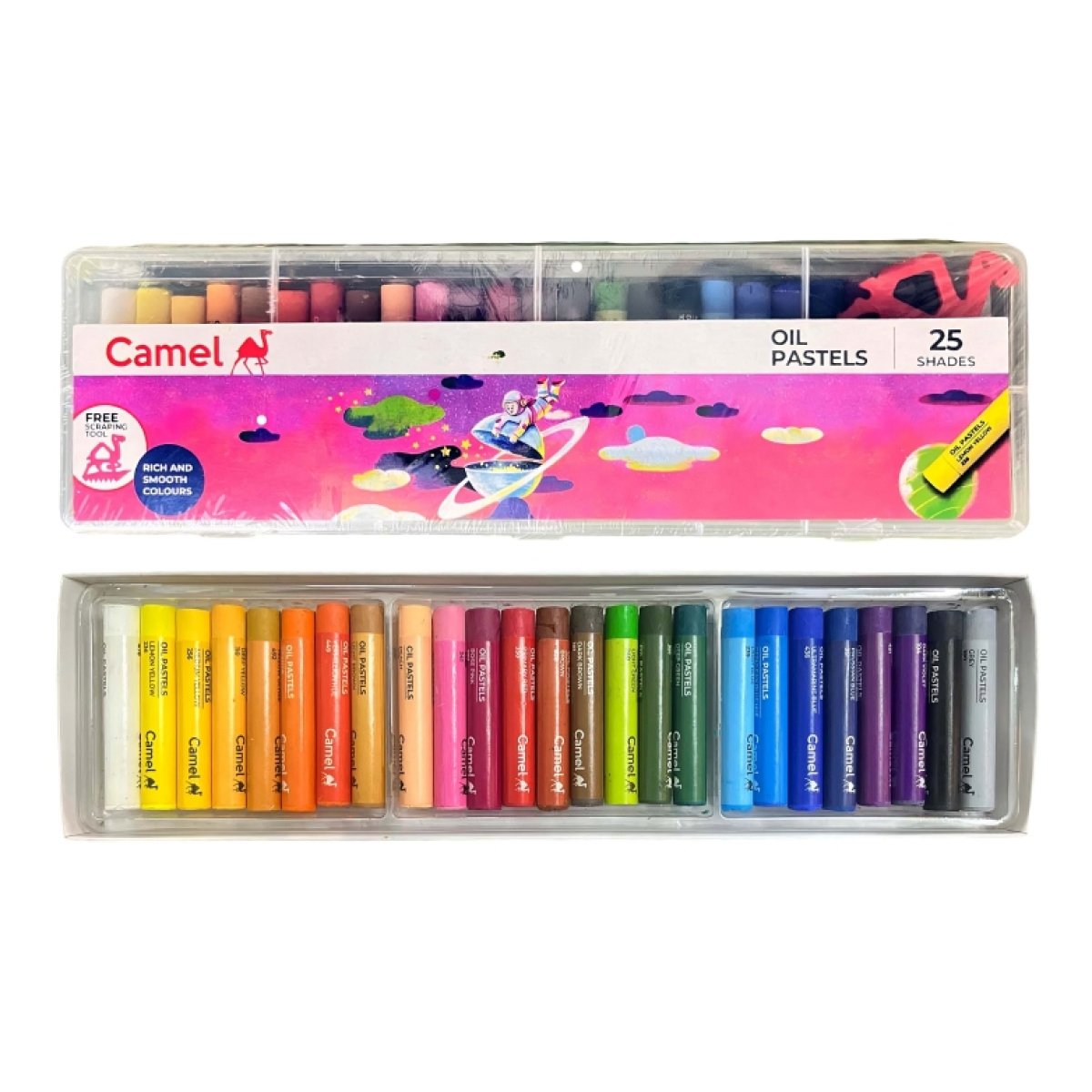 Camel Oil Pastel with Recyclable Plastic Box - 25 Shades