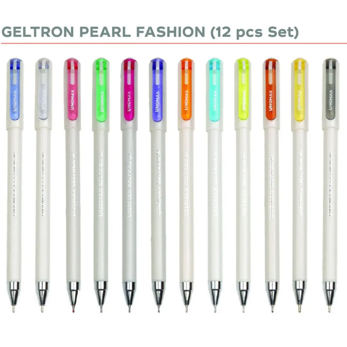 UNOMAX Geltron Fashion Gel Pen - Pack of 12, Assorted Colours | Elevate Your Writing Experience: Super Smooth Writing, Matt Finish, Waterproof Ink Technology | Professional | Budget-Friendly