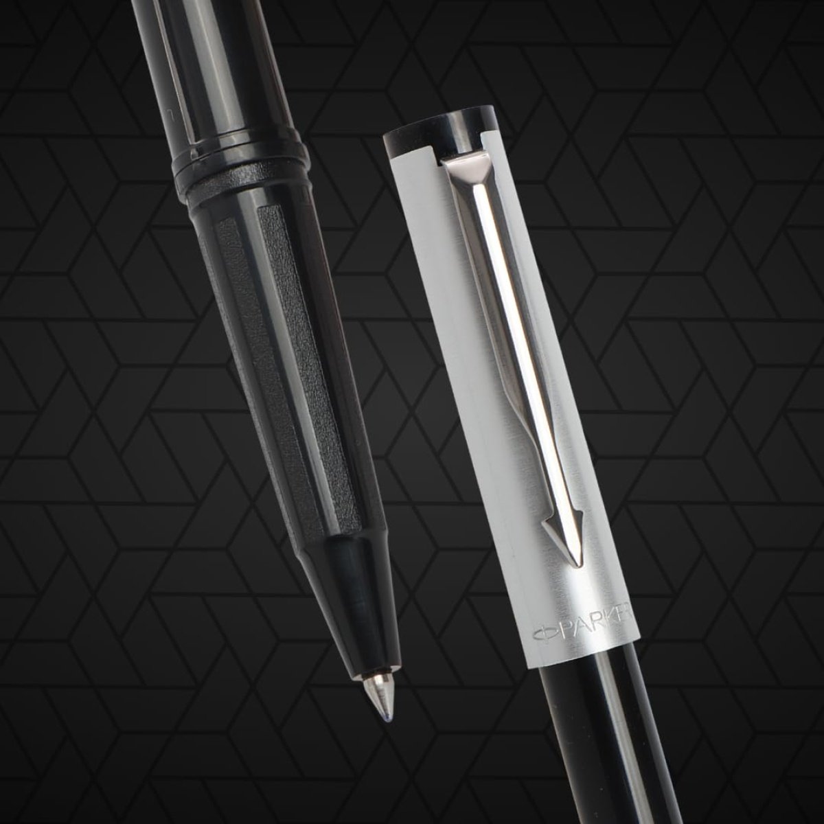 Parker Gift Set Beta Premium Chrome Trim Roller Ball Pen With Houndstooth Print Notebook | 1 Pen + 1 Note Book| Ink Color - Blue | Gifts For Employees | Perfect For Corporate