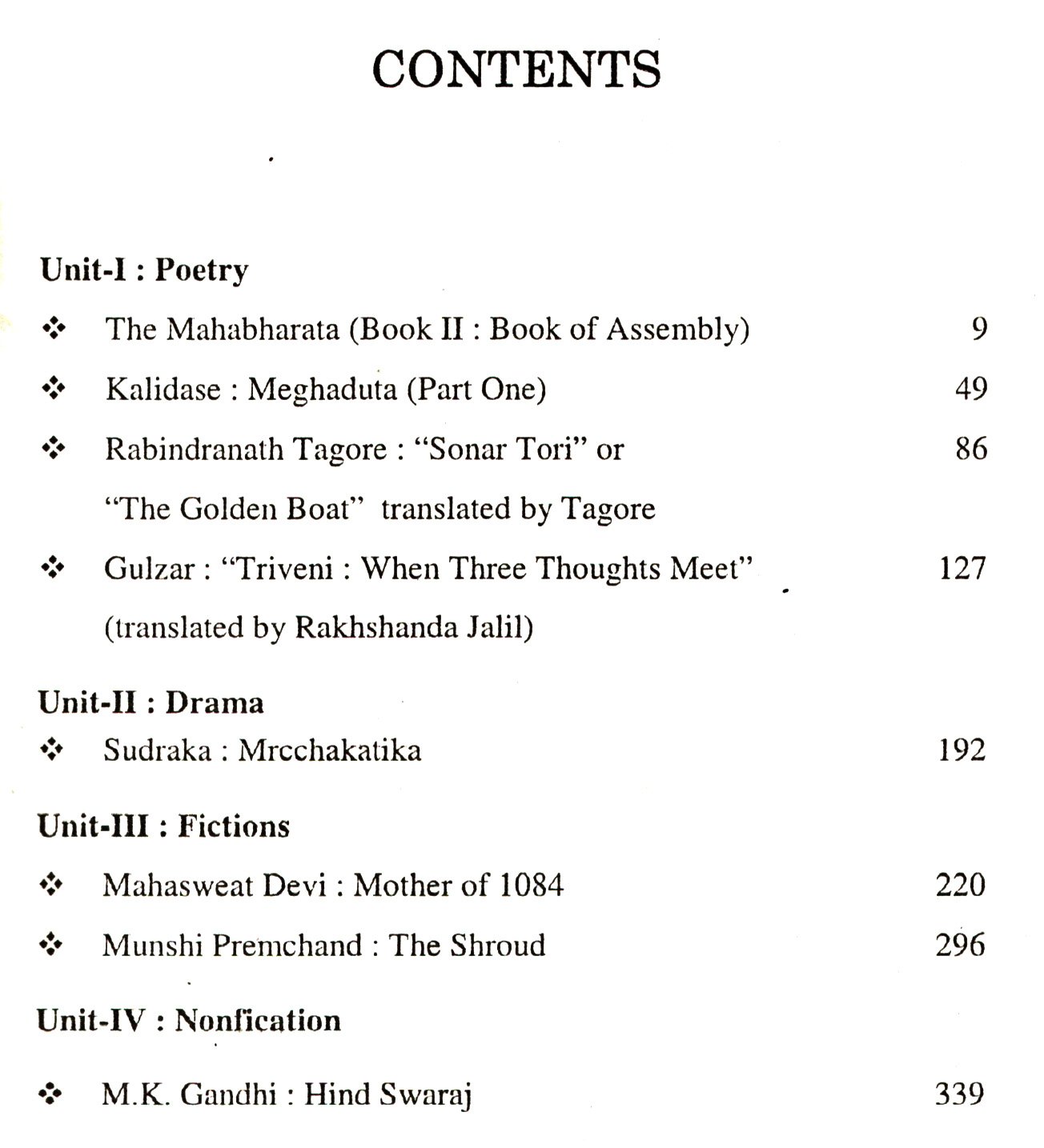 Indian LiteratureIn English Translation Semester-6, Burdwan University (Content)