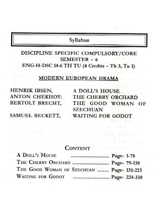 Modern European Drama [Volume 1] Semester-6 | Calcutta University (ENG-H-DSC-14) By Biplab Banerjee