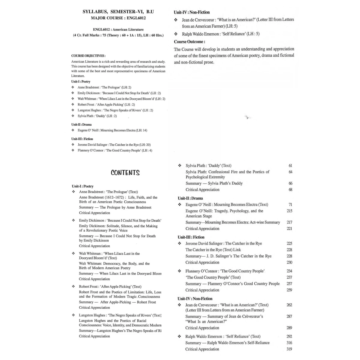 American Literature Semester-6 | Burdwan University Major Course (ENGL6012)