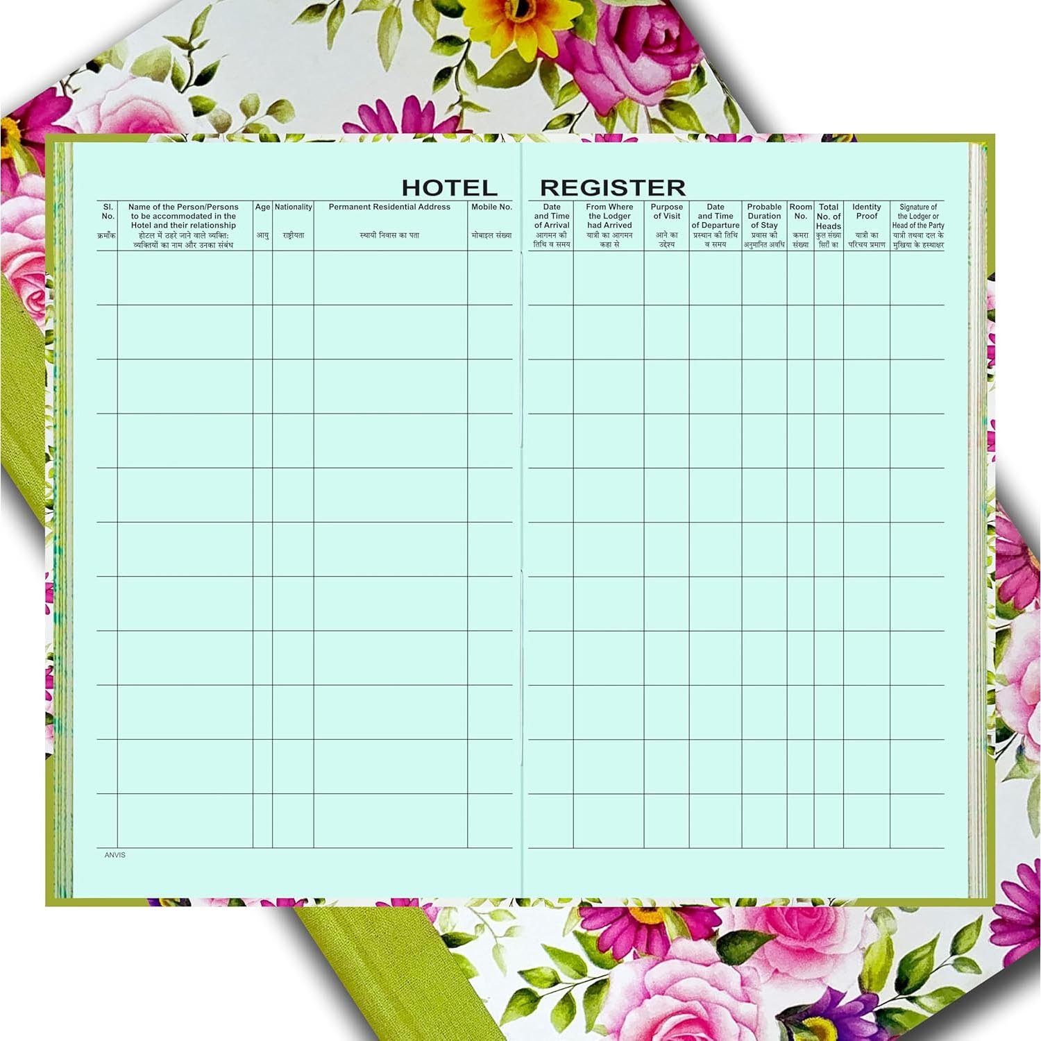 Hotel Register 200 Pages Hotel Record Register | 200 Sheets | 400 Pages | 2200 Entries | English Hindi | Hard Bound