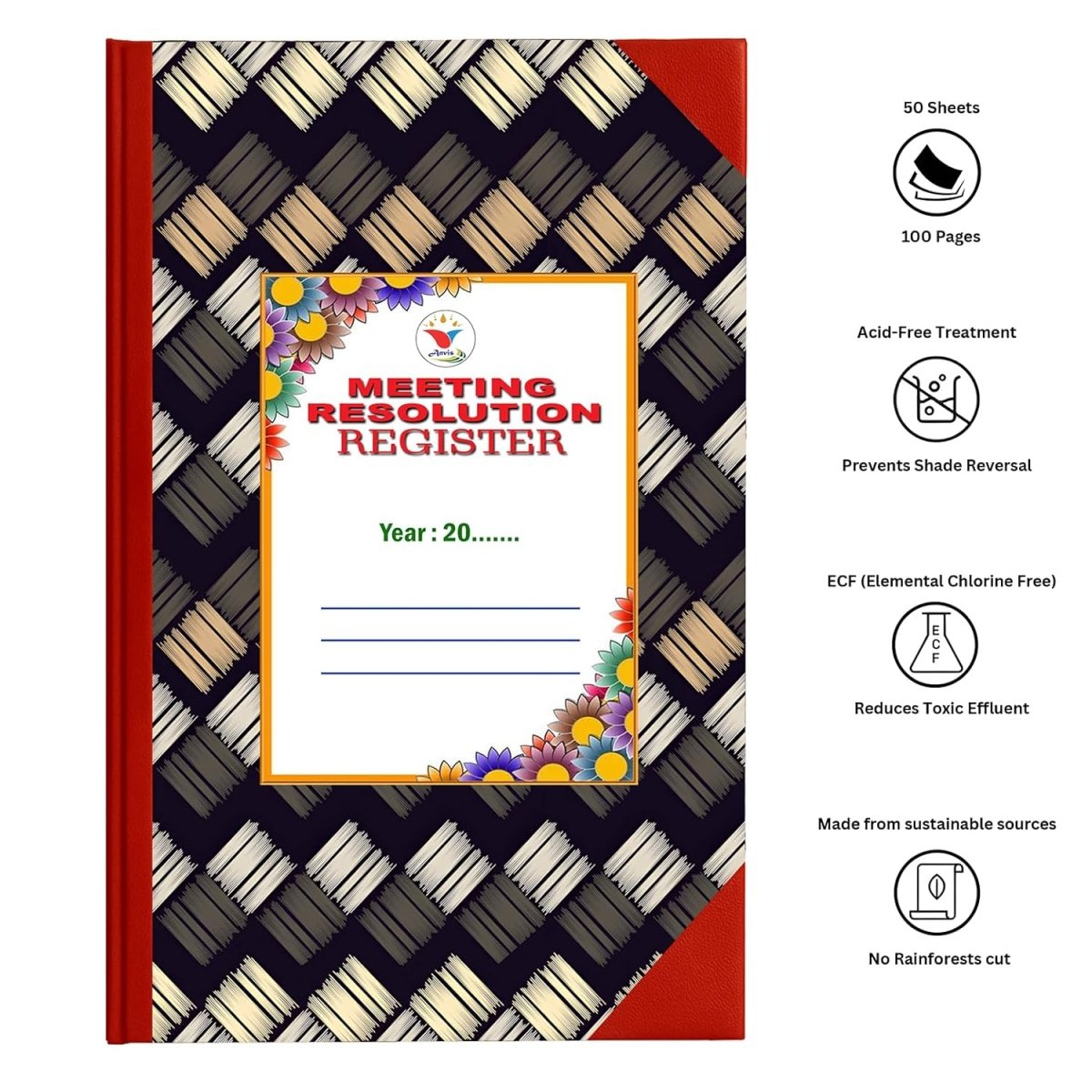Meeting Resolution Register | 100 Pages | 50 Sheets | Hard Bound