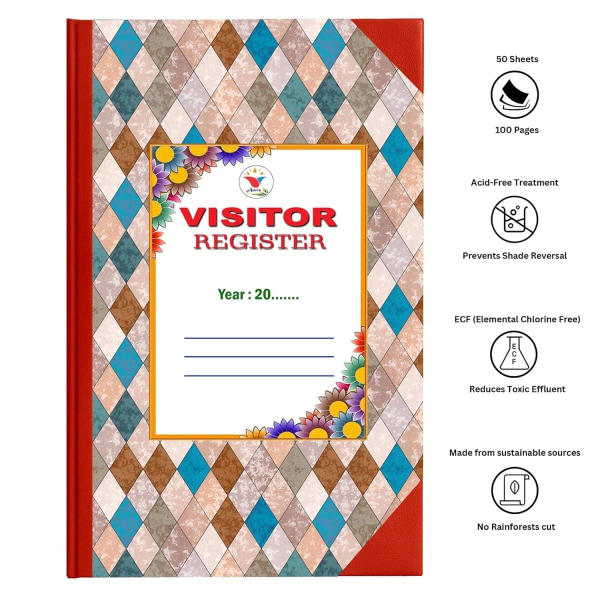 Visitor Register | 100 Pages | 50 Sheets | Hard Bound