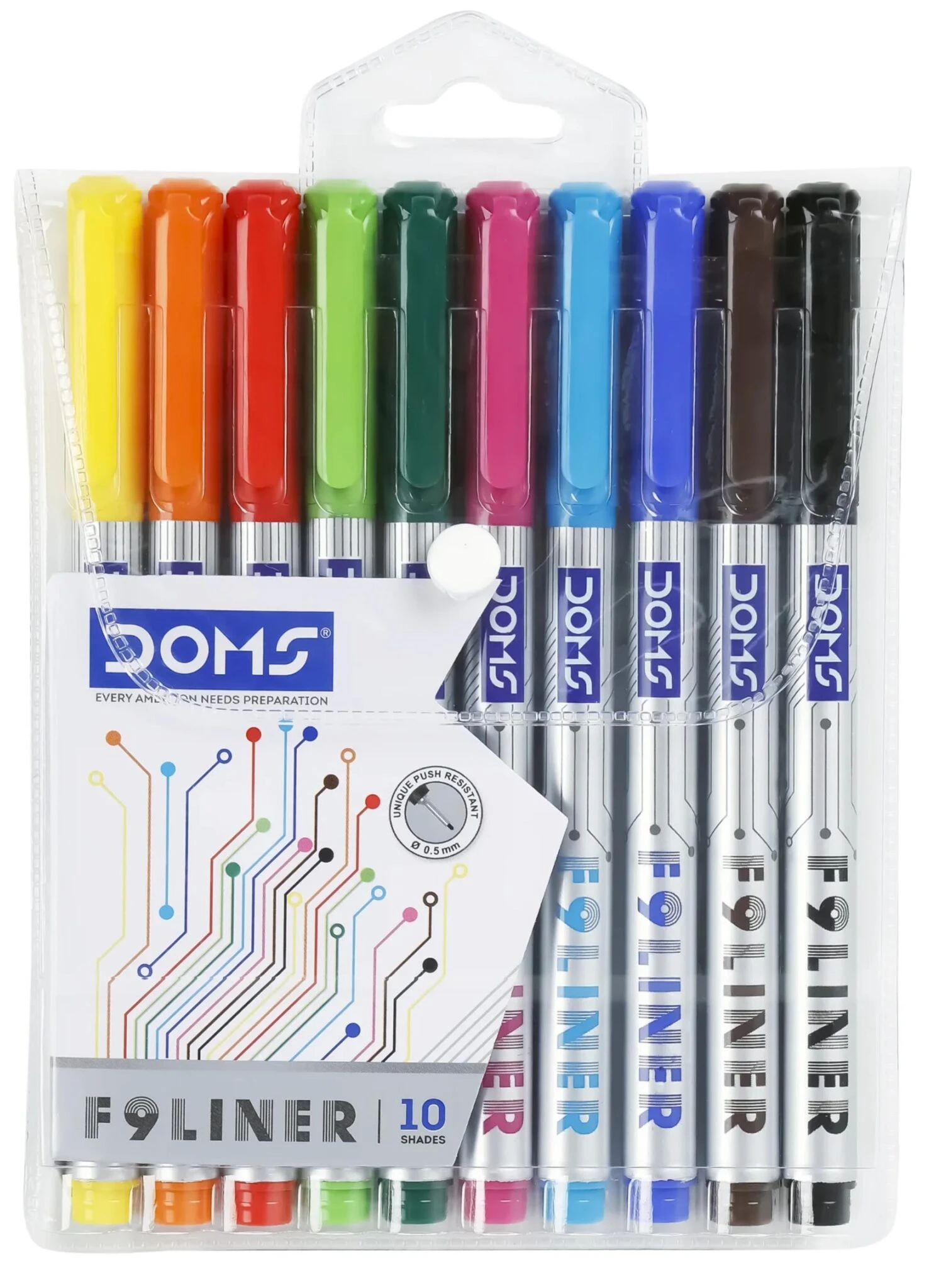 DOMS F9 Liner Pens (10 Assorted Shades) Doms F9 Liner Pens (10 Assorted Shades)