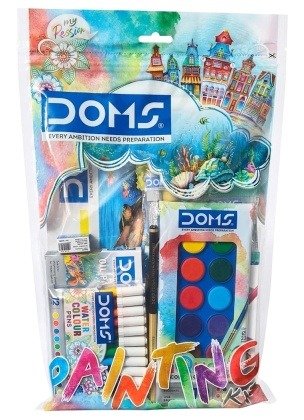 Doms Painting Kit | 9 Stationary Items | All-in-one Blend of Drawing and Colouring Materials