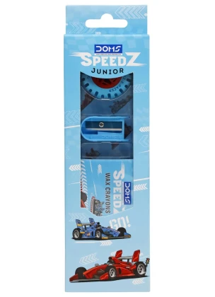 DOMS SPEEDZ JUNIOR Kit (1N Wax Crayons (10 shades), 2N Pencil, 1N Eraser, 1N Sharpener)