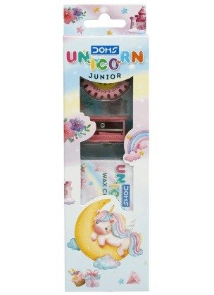 DOMS Unicorn JUNIOR Kit (IN Wax Crayons (10 shades), 2N Pencil, 1N Eraser, 1N Sharpener)