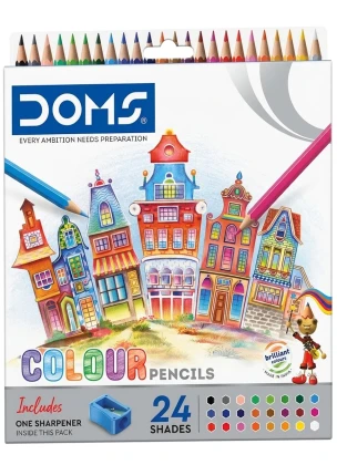 Doms Colour Pencils 24 Shades (Includes 1 Sharpener inside this pack)